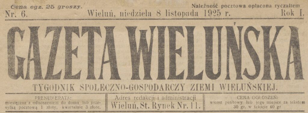 Art. 2 Gazeta Wieluńska 8.11.1925