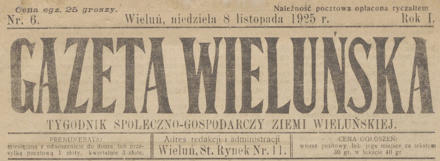 Art. 2 Gazeta Wieluńska 8.11.1925